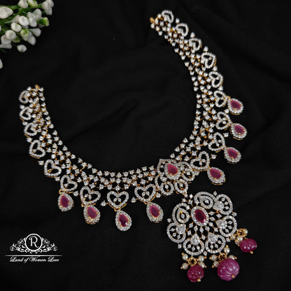 earrings silver diamond finishing necklace -rcm296 ruby 92.5 silver ramala jewelry / ramala collections