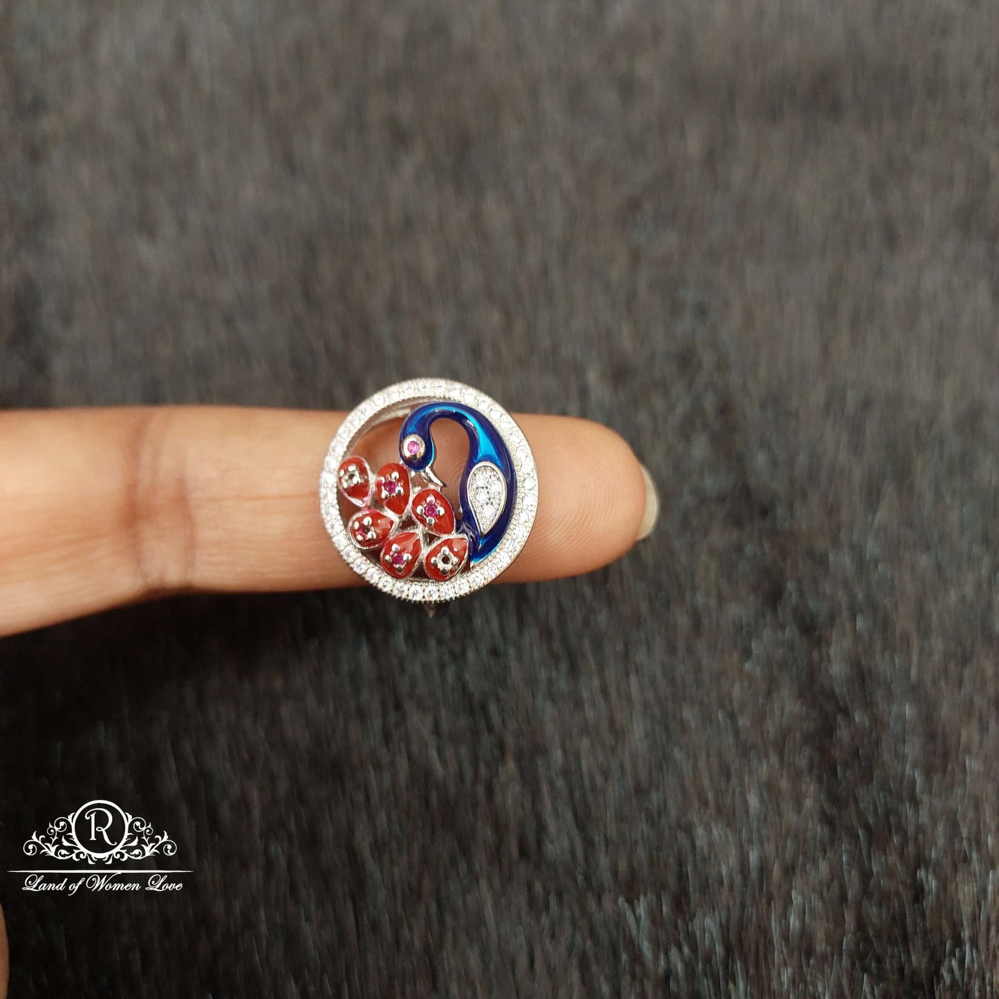 Silver Peacock Design Finger Ring-SS69