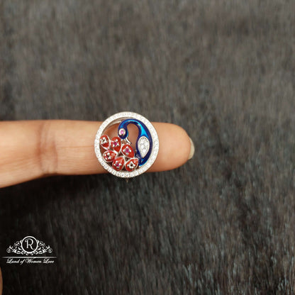 Silver Peacock Design Finger Ring-SS69