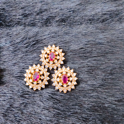 Silver CZ-stone side lockets -RCD376