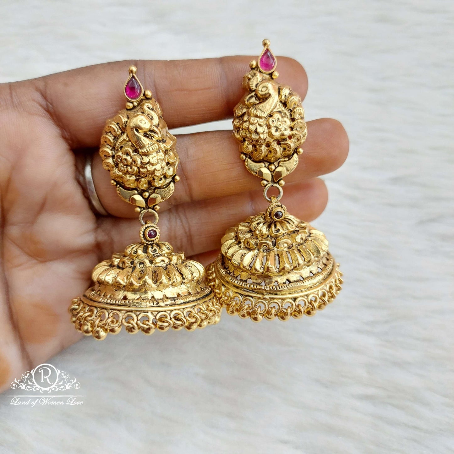 Silver Peacock jhumkas-S659