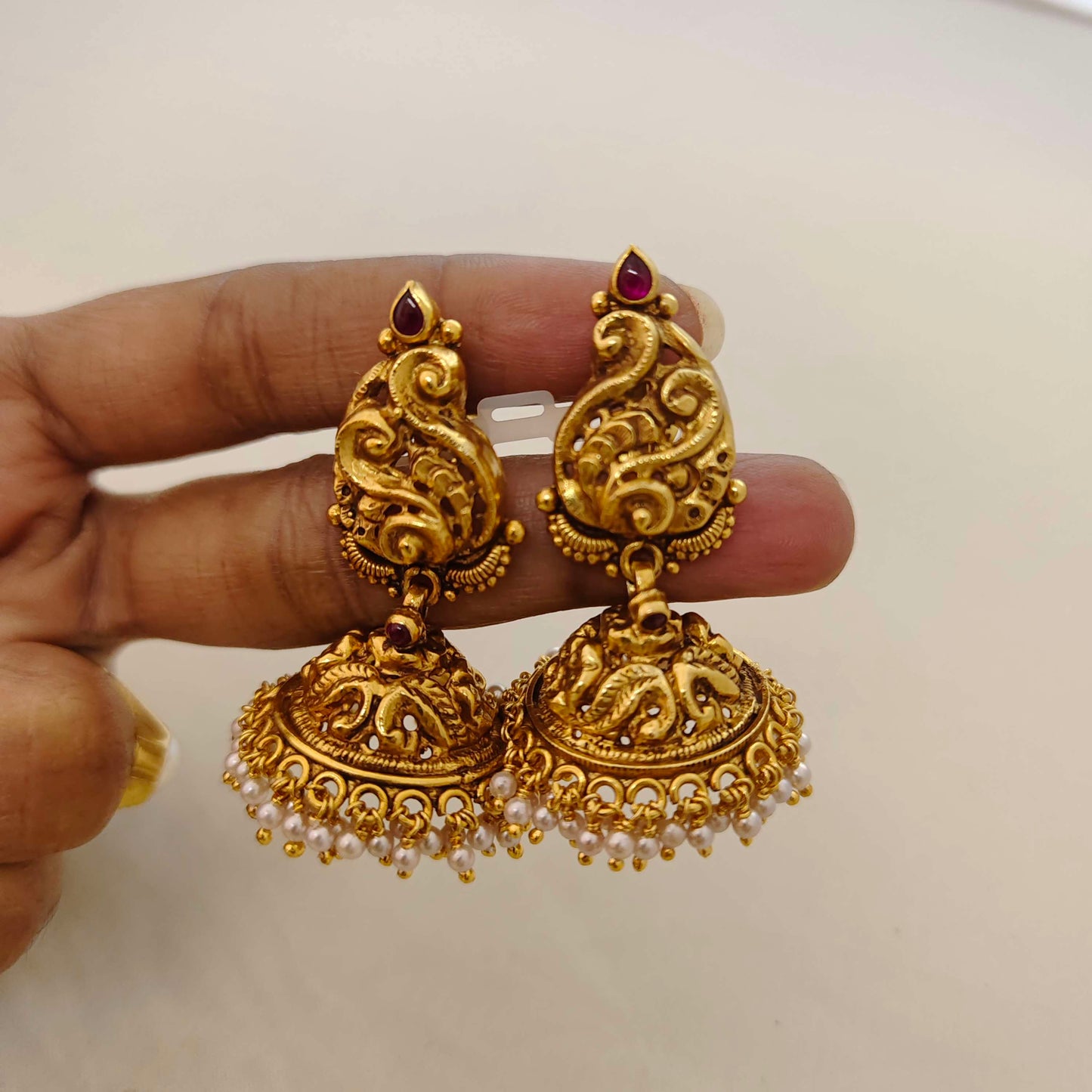 Silver peacock jhumkas-RCJR380