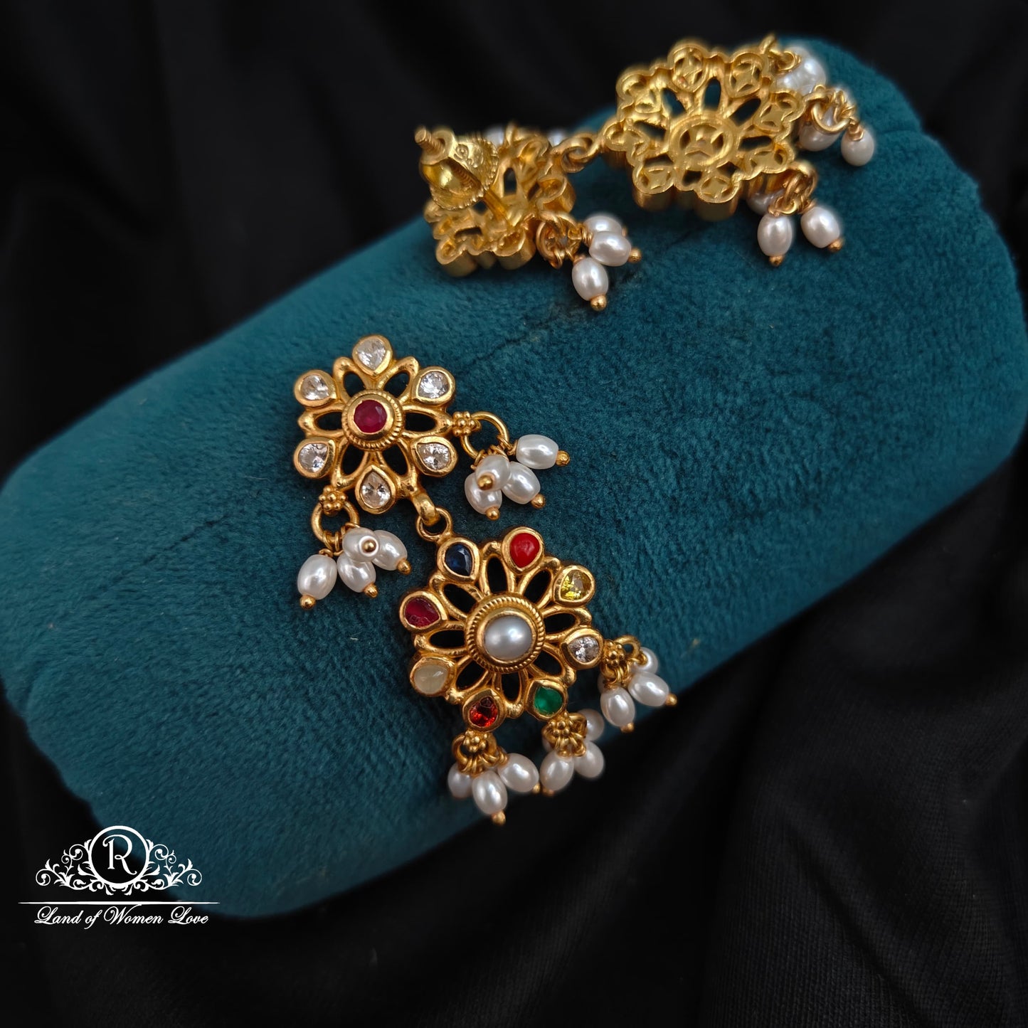 Silver Navaratna earrings -RCCP294