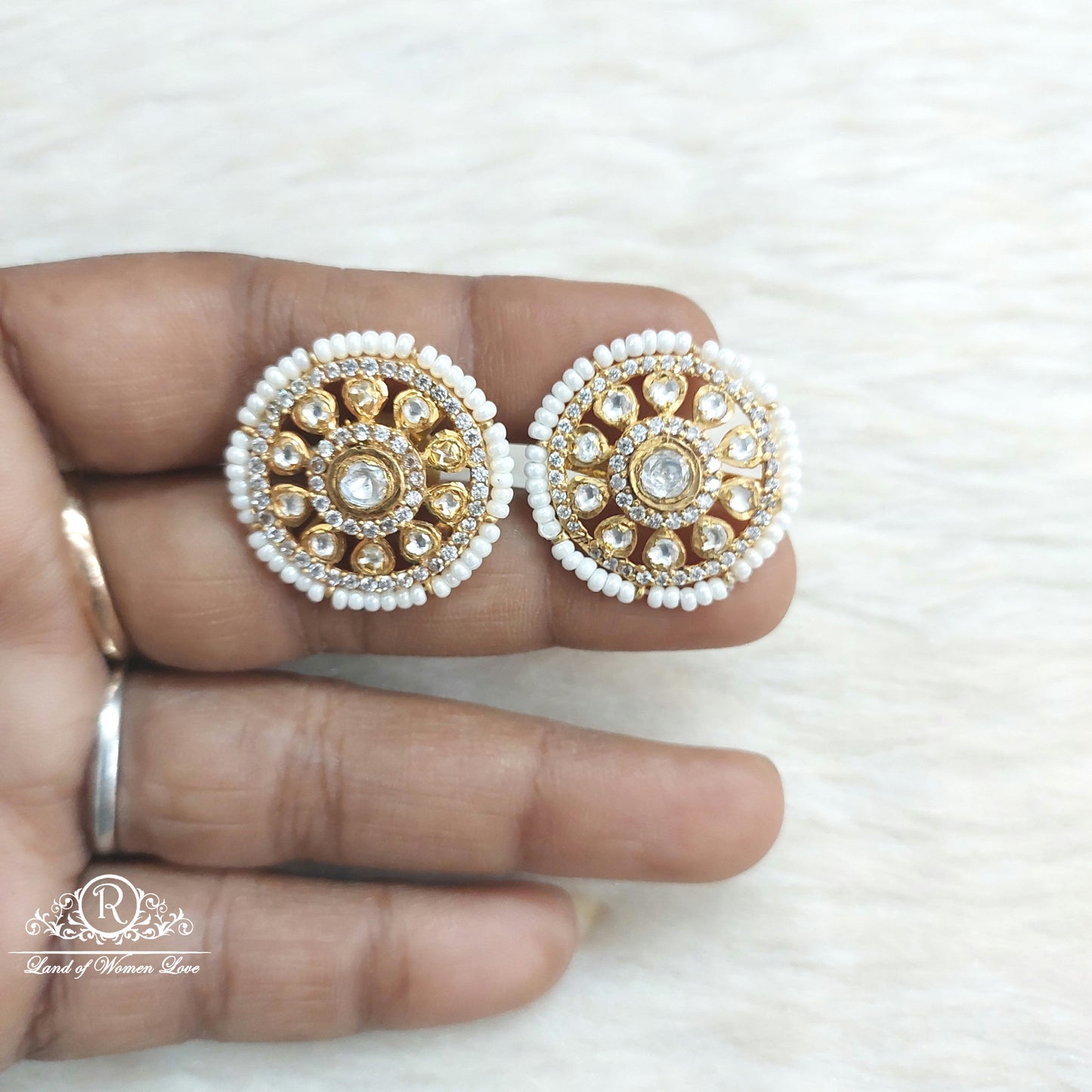 earrings silver moissanite stones pearls earrings-s845 moissanite 92.5 silver ramala jewelry / ramala collections