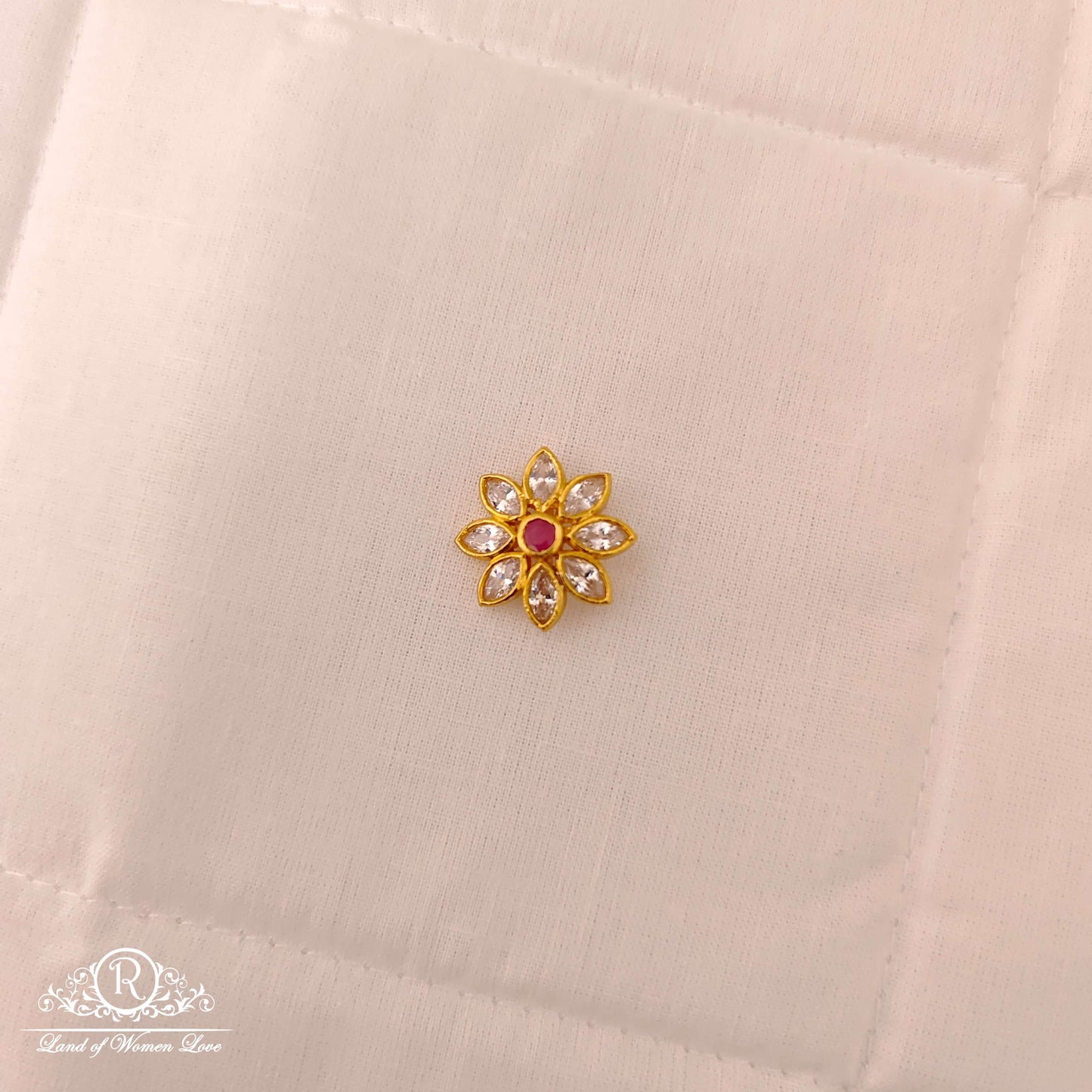 pendant silver white stones side flower design small pendent-jr144 92.5 silver ramala jewelry / ramala collections