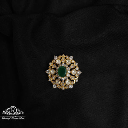 92.5 silver beautiful cz- white and middle green stone side locket-rch718 cz 92.5 silver ramala jewelry / ramala collections