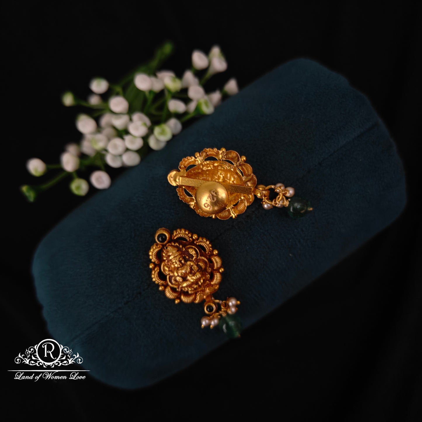 Silver Lakshmi Devi Design earrings -RCNS060