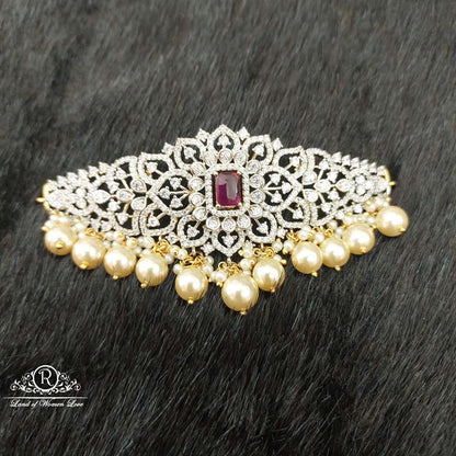 Silver CZ-White Stones Chocker-D065