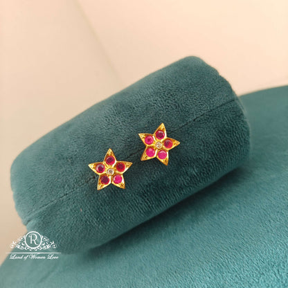 stud flower design silver studs-rc94-60m077 cz 92.5 silver ramala jewelry / ramala collections