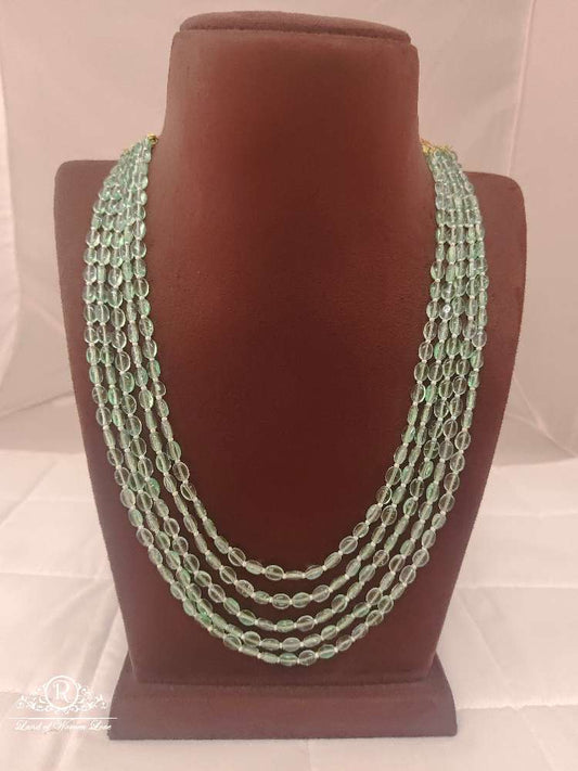 green aventurine natural smooth ovel shape 5 lines beads mala-rcmb10 92.5 silver ramala jewelry / ramala collections