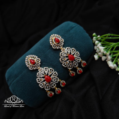 earrings silver diamond finishing coral earrings coral 92.5 silver ramala jewelry / ramala collections