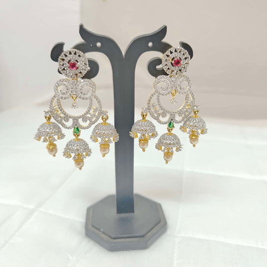Silver radium polish diamond earrings -RCV120