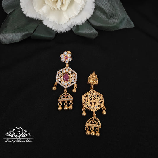 Silver White Stones Earrings-M311