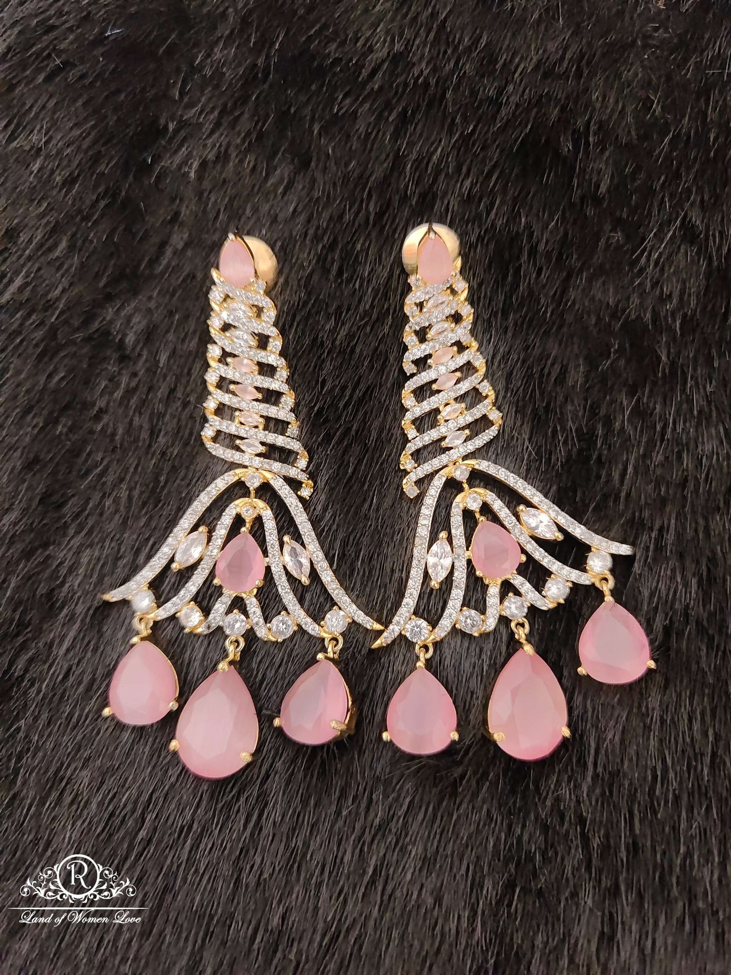 Silver CZ- White Stones Dimond Design Earrings-RCJR237