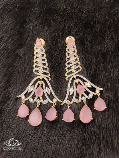 Silver CZ- White Stones Dimond Design Earrings-RCJR237