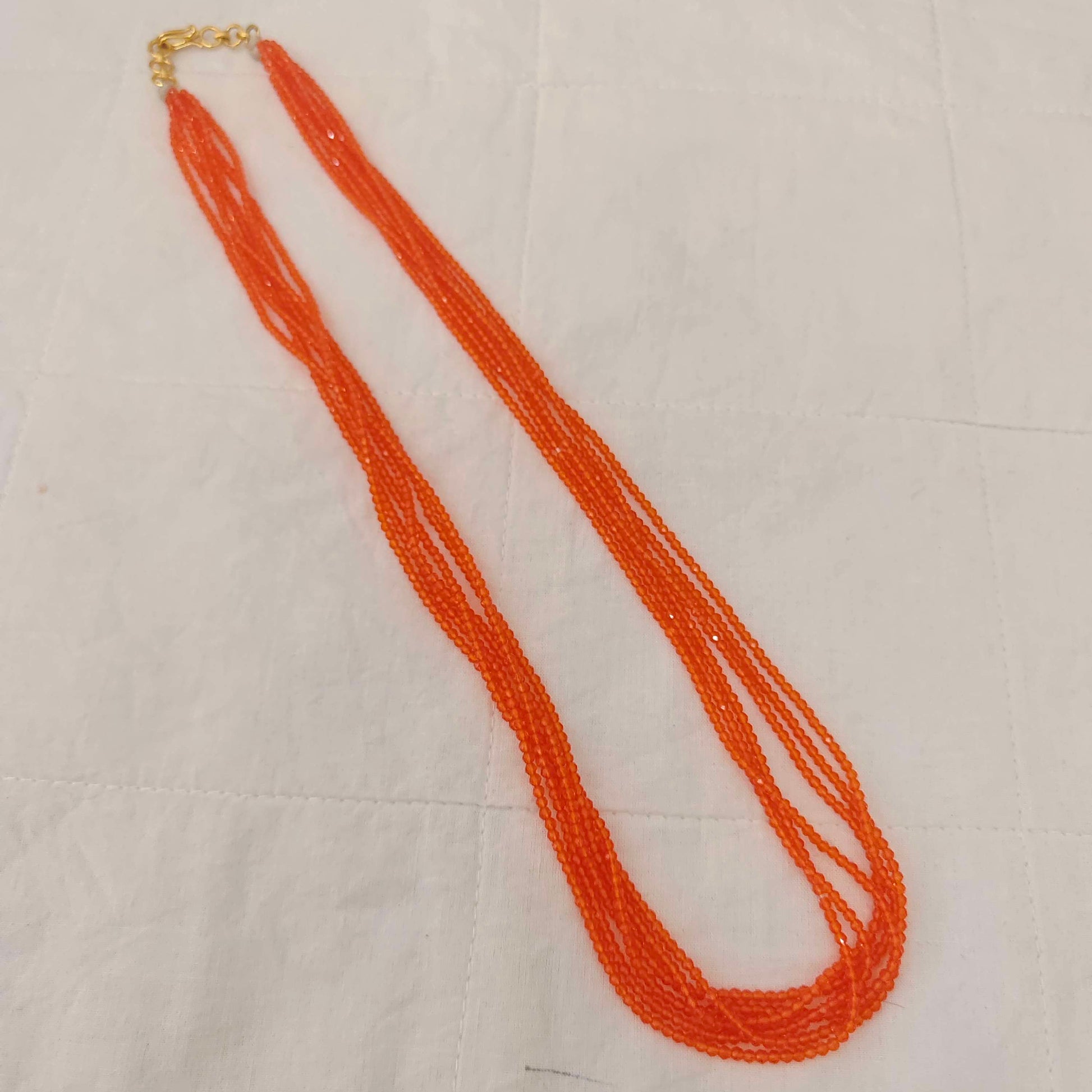cristal beads mala orange colour 6 lines 20 inches rch316 92.5 silver ramala jewelry / ramala collections