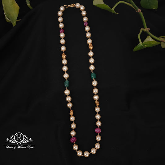 92.5 silver simple and cute beads mala with pearls and nakshi balls- rch943 92.5 silver ramala jewelry / ramala collections