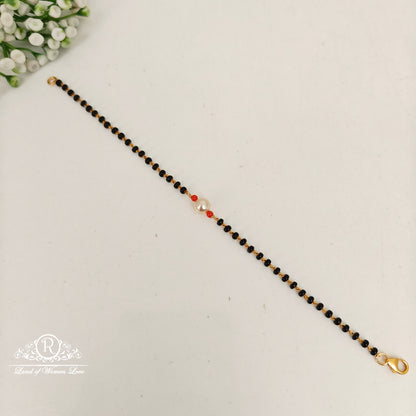 92.5 silver simple and Cute black beads bracelet -RCH905