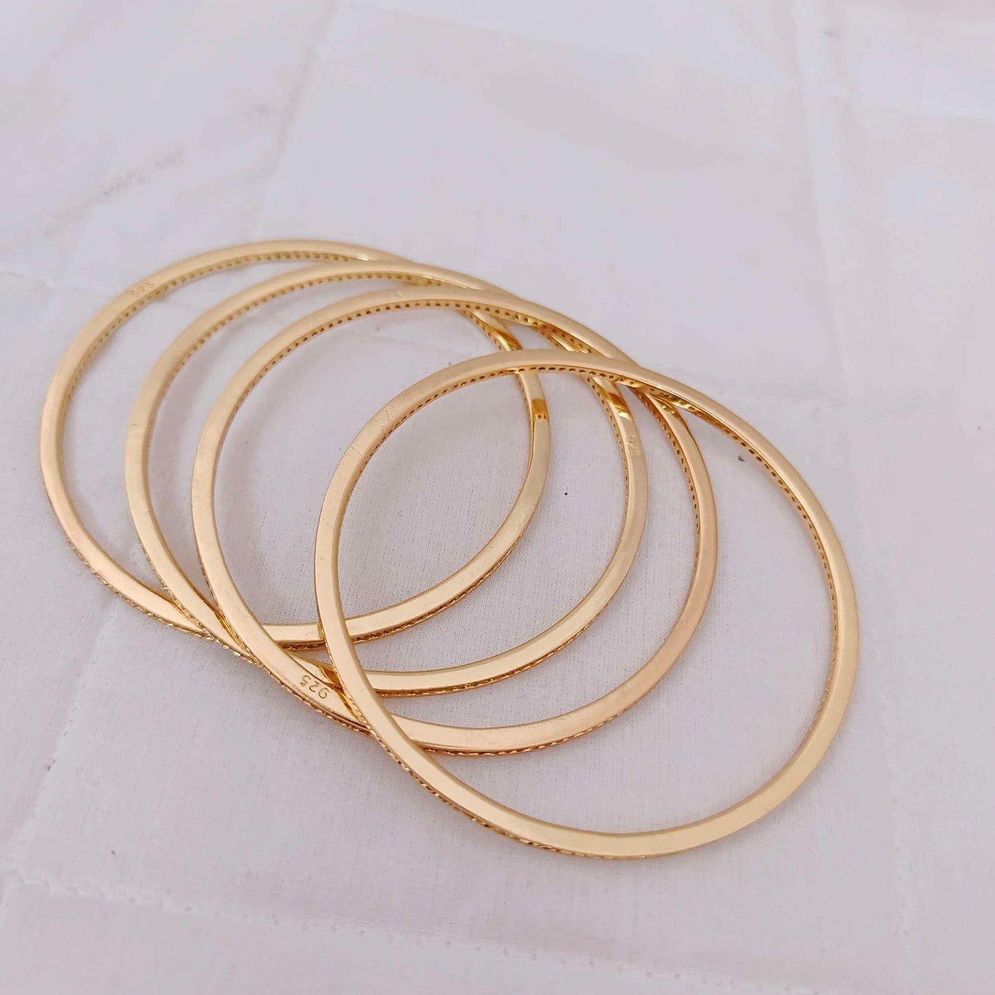 One pair only Silver CZ-gold polish bangles -RCP073