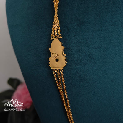 92.5 silver simple and Cute chandraharam with Lakshmi Devi locket - RCK282