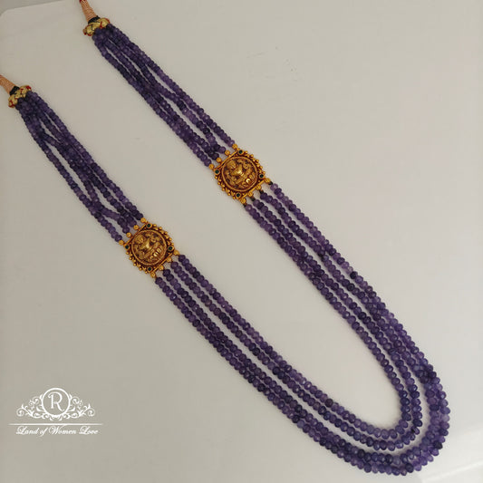 92.5 silver beads mala with lakshmi devi design side lockets-rch837 92.5 silver ramala jewelry / ramala collections