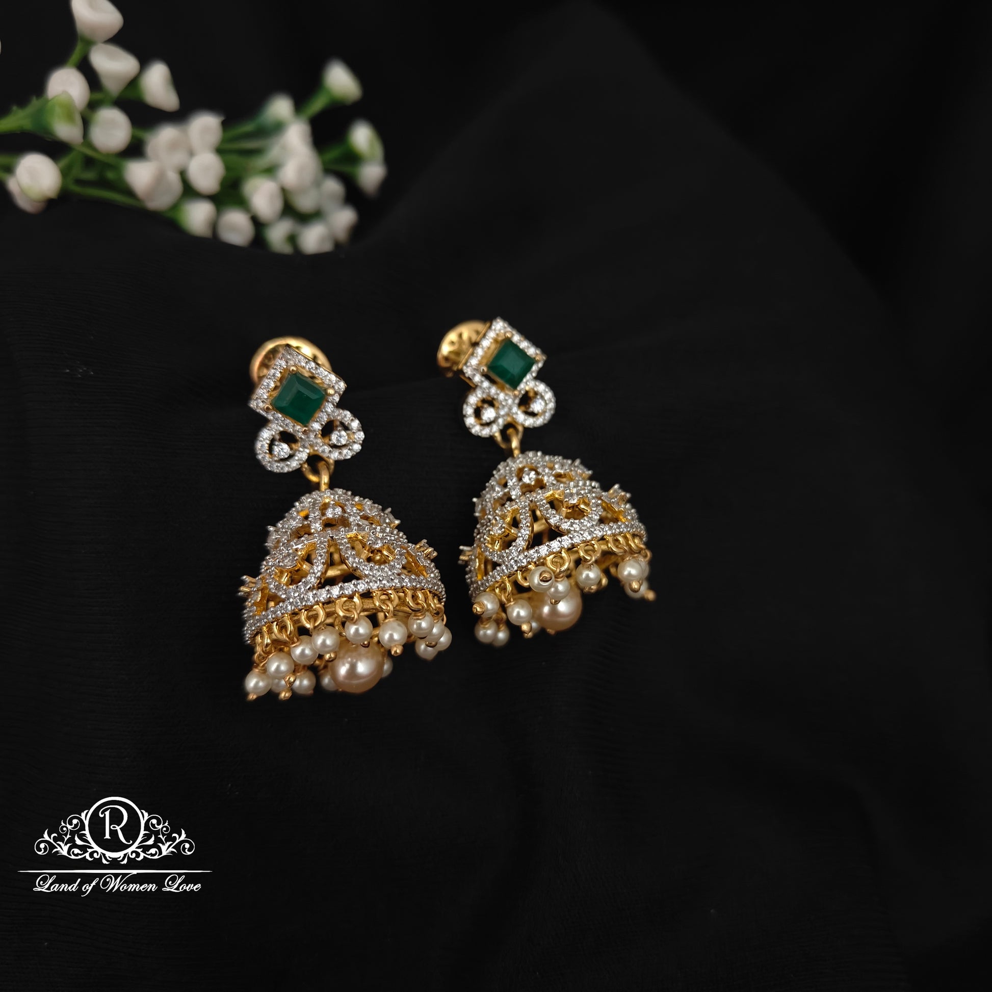 earrings 92.5 silver simple and cute diamond finishing earrings -rcm091259 92.5 silver ramala jewelry / ramala collections