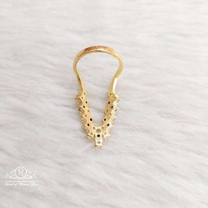 Silver Blue Stones Finger Ring-SA130-1