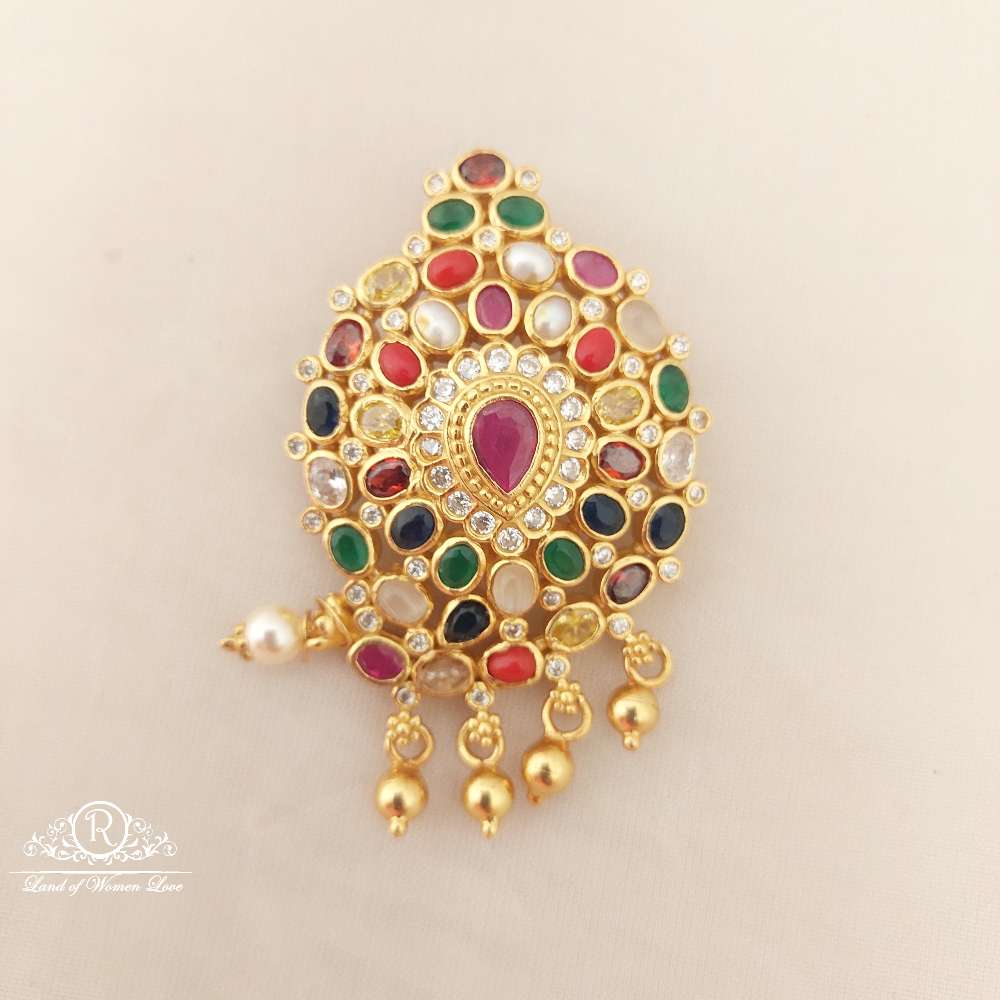 silver navaratna stones mango locket-c199 navaratna 92.5 silver ramala jewelry / ramala collections
