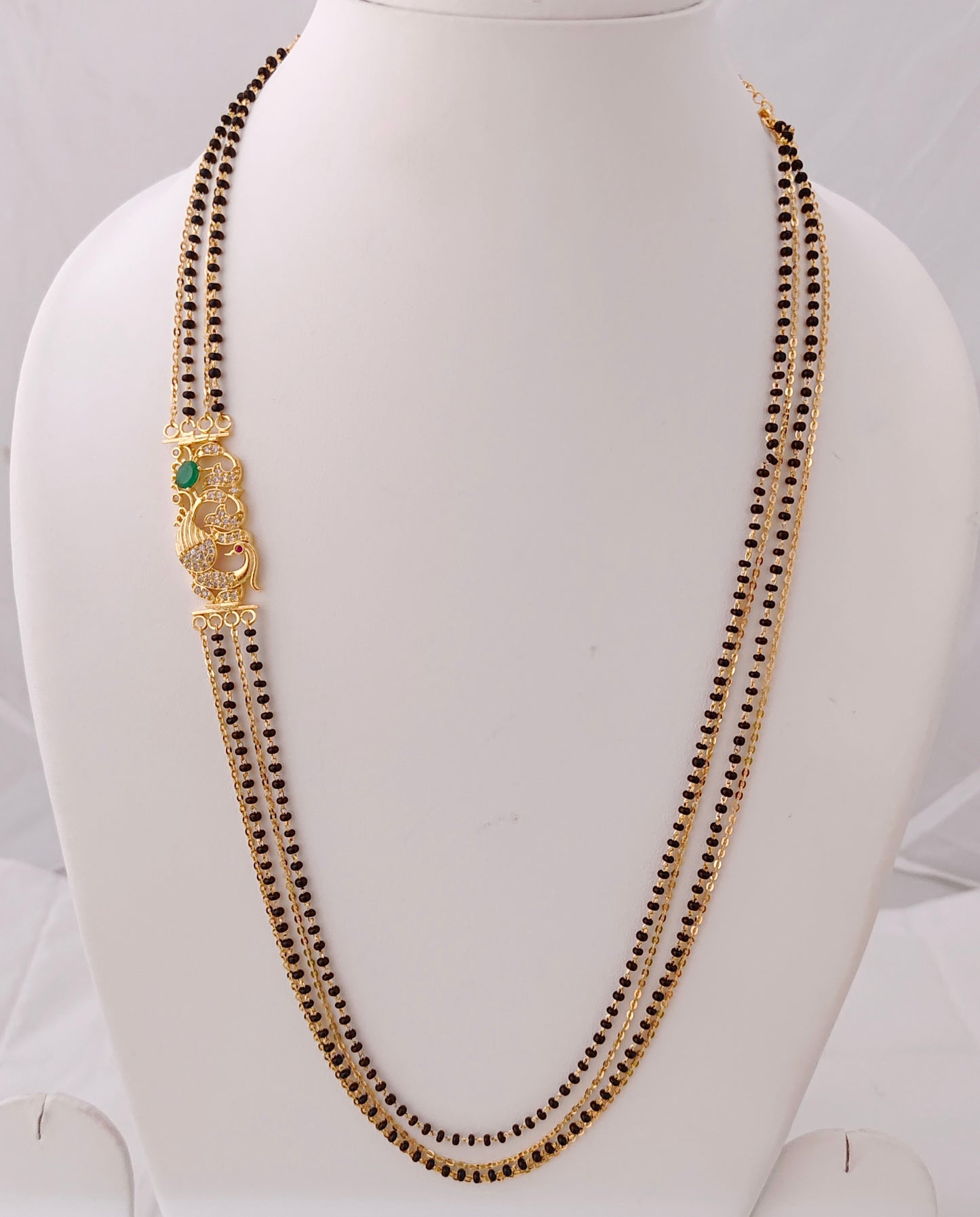 Silver CZ-gold polish chandhraharam designs -RCD121