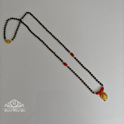 92.5 silver simple and cute black beads with mango locket- rch799 coral 92.5 silver ramala jewelry / ramala collections