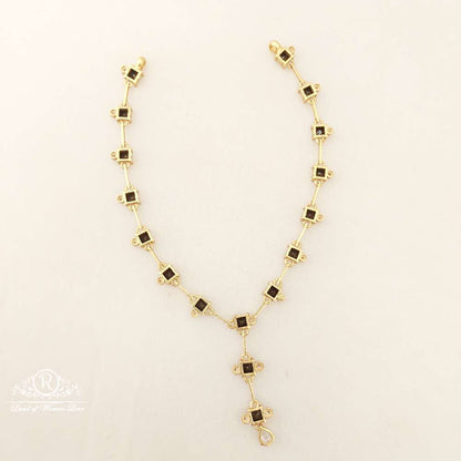 Silver Black Stones Design Necklace-A038