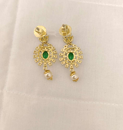 Silver CZ- White Stones Earrings-JR192