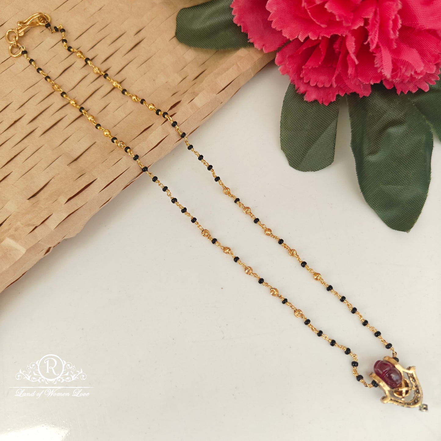 92.5 Silver simple and Cute black beads -RCH975