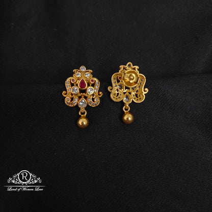 Silver white with ruby stone earrings-RCCP290