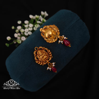 Silver simple and Cute earrings Lakshmi Devi Design -RCNS052