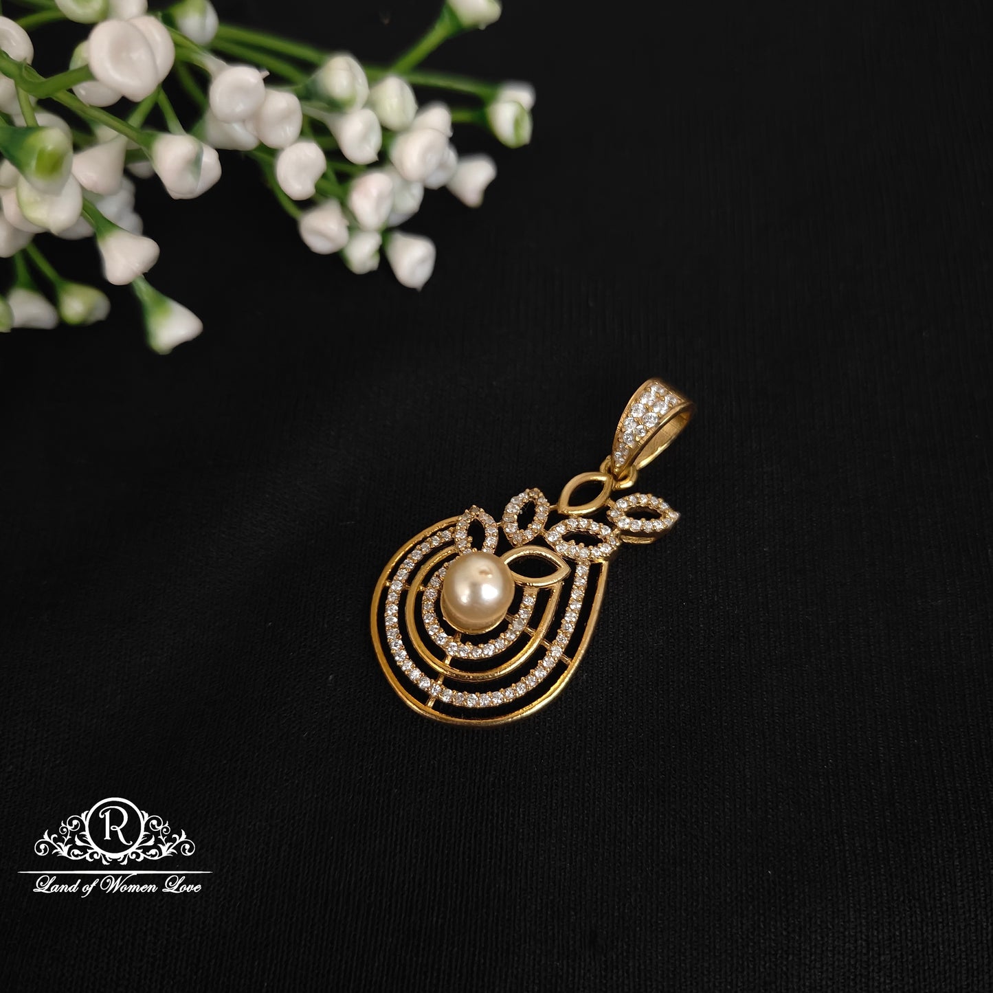 pendant silver cz- pendant -rcnj005 pearl 92.5 silver ramala jewelry / ramala collections