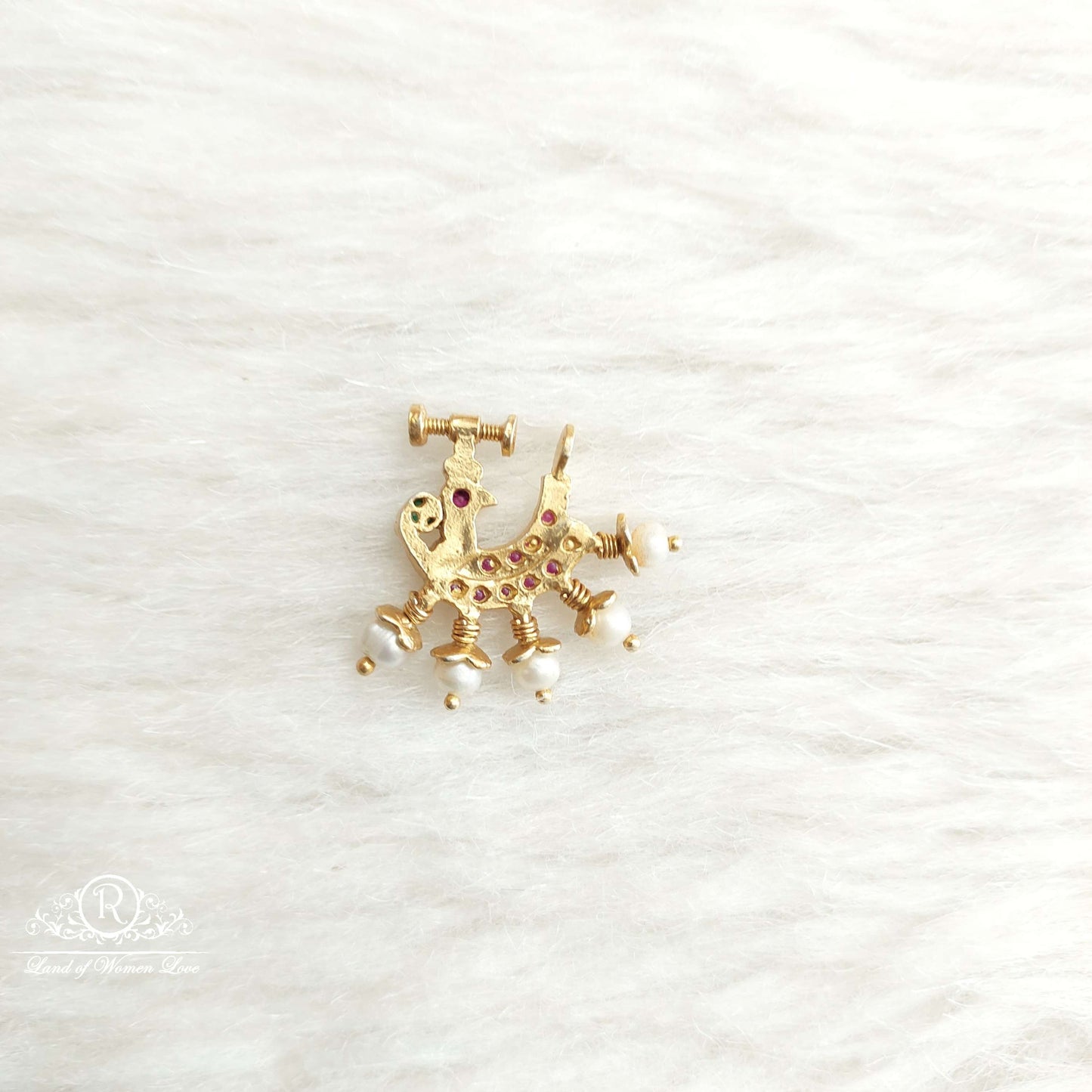 Silver Kempu Stones Nose Pins-SA490