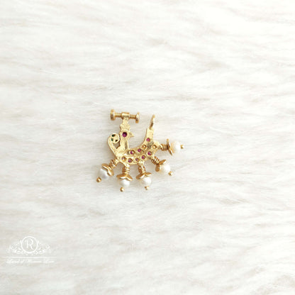 Silver Kempu Stones Nose Pins-SA490