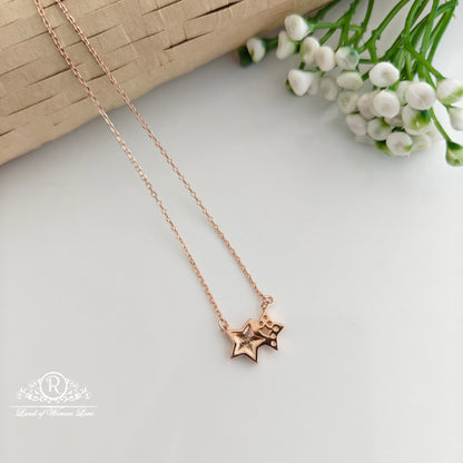 Silver rose gold chain with start locket -RCRC14-3