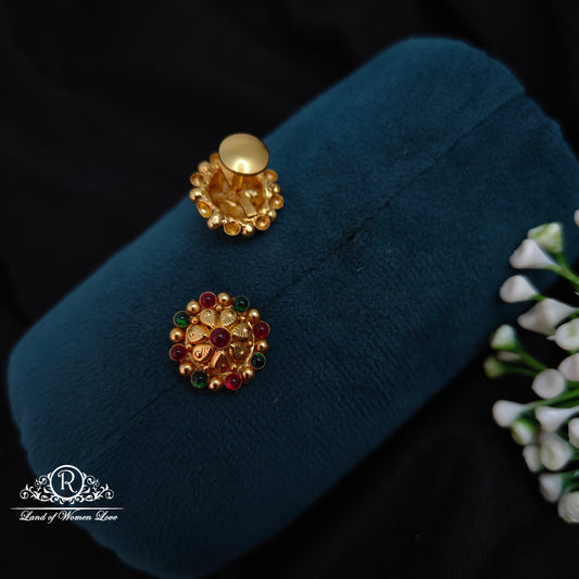 92.5 Silver Ruby and Green flower design Studs-RCCP321-14