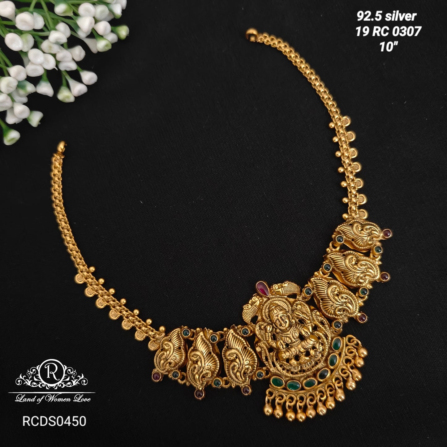 necklace silver lakshmi devi design necklace 92.5 silver ramala jewelry / ramala collections