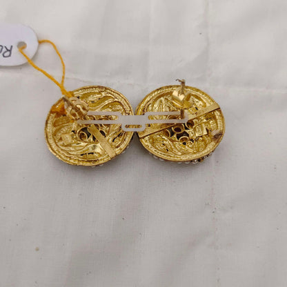 Silver base CZ-gold polish earrings -RCM573