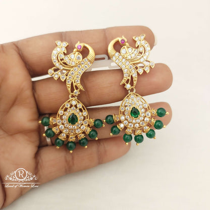 Silver Peacock Earrings-SA455