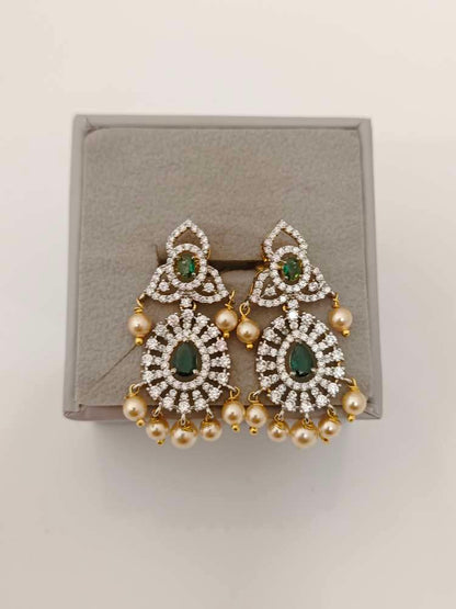 Silver Pearls Hanging Design Earrings-RCH5