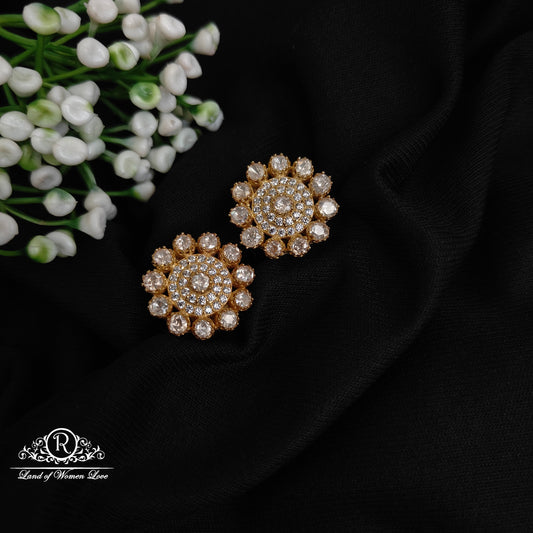 earrings 92.5 silver simple and cute earrings with white stones -rcad01 92.5 silver ramala jewelry / ramala collections