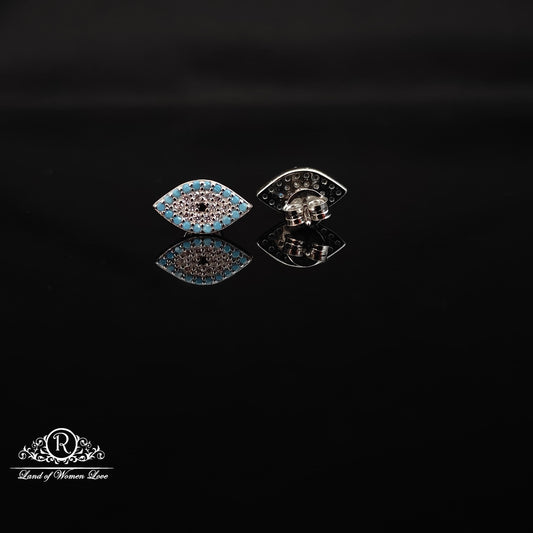 Silver evil eye model earrings-RCHS38-10