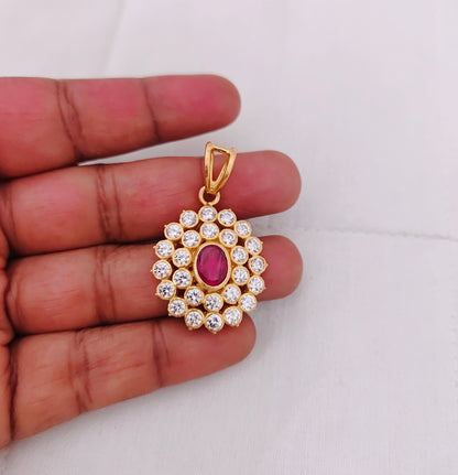 Silver CZ-gold polish pendent designs -RCD168