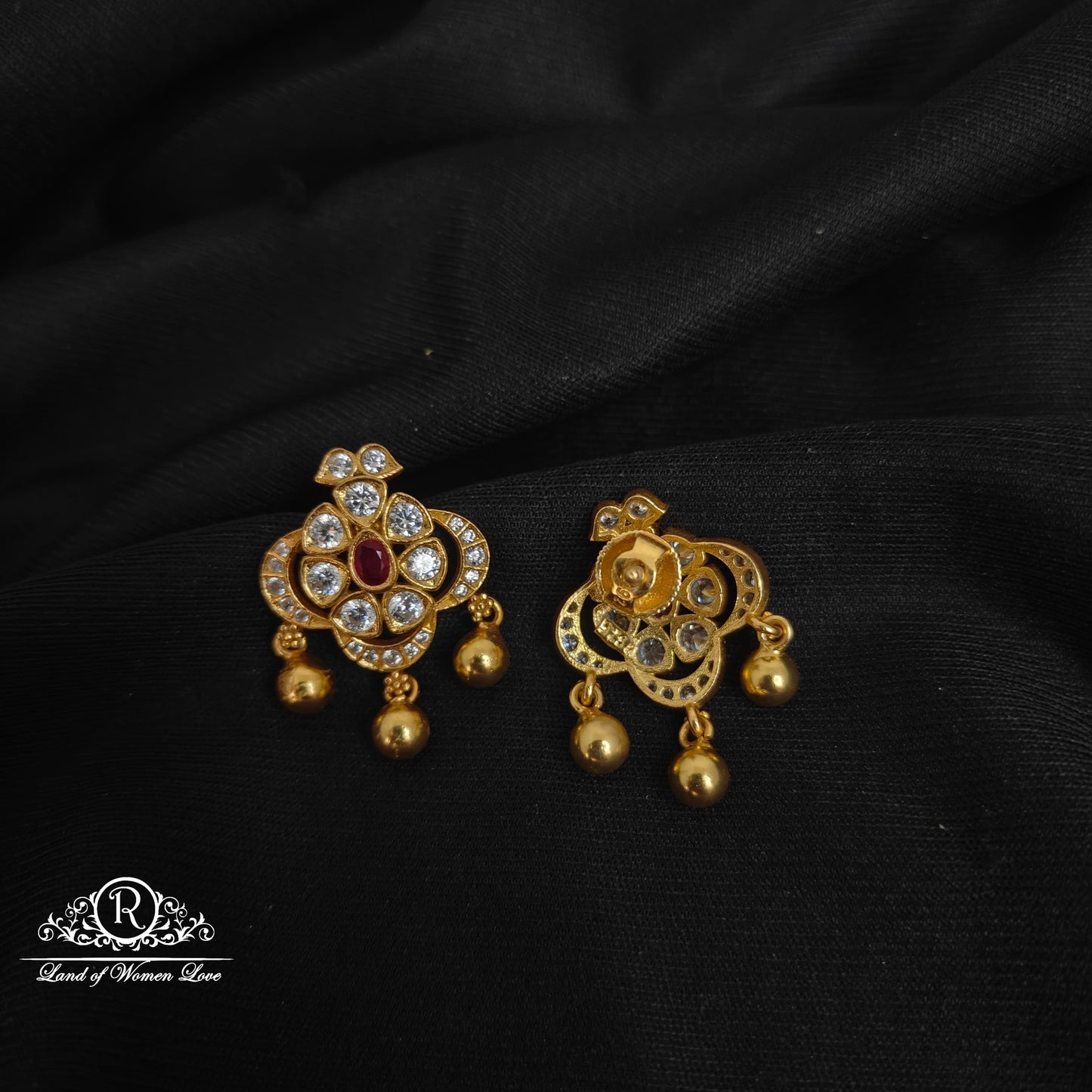 Silver white stone earrings -RCCP274