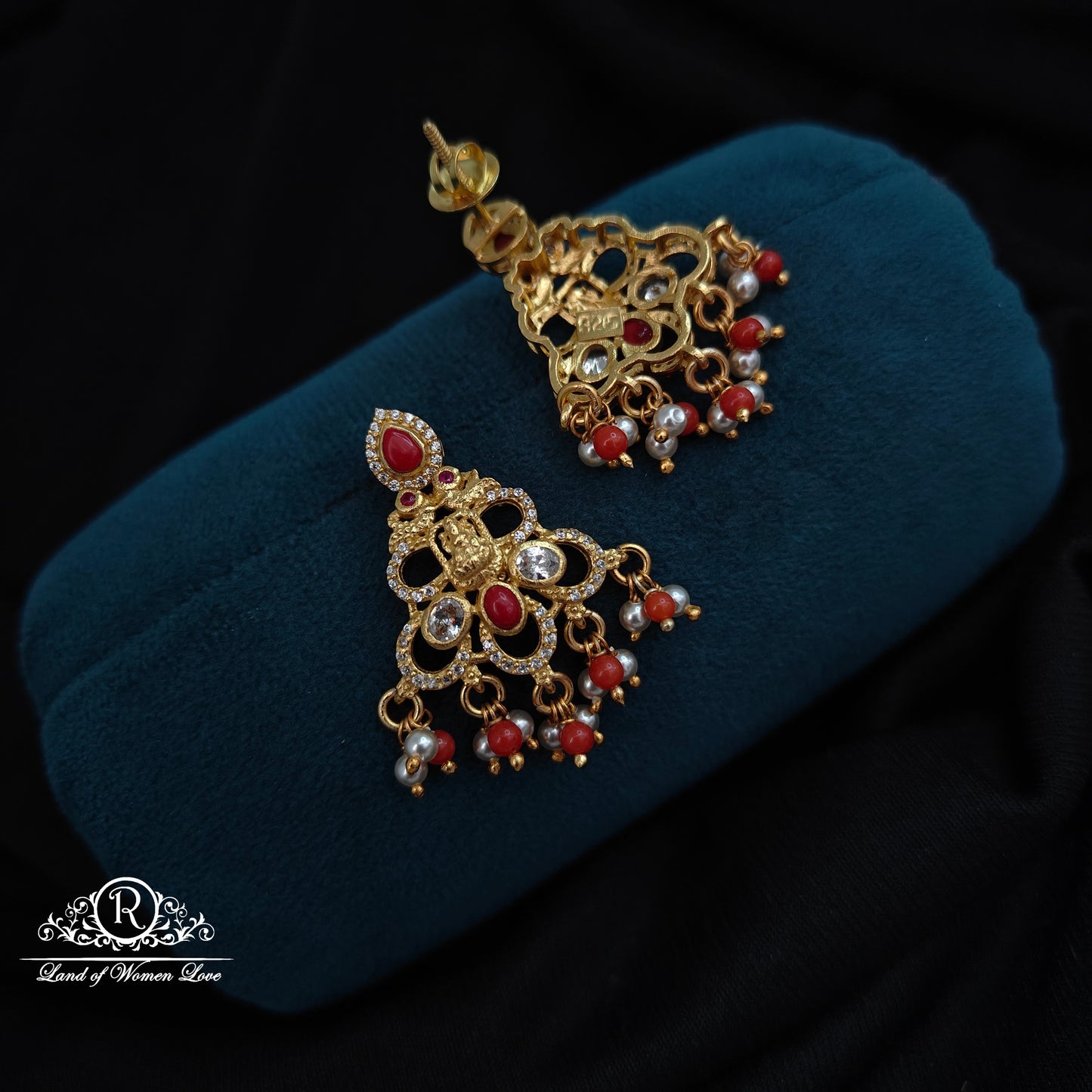 92.5 Silver Lakshmi Devi Design Earrings-RCM1150