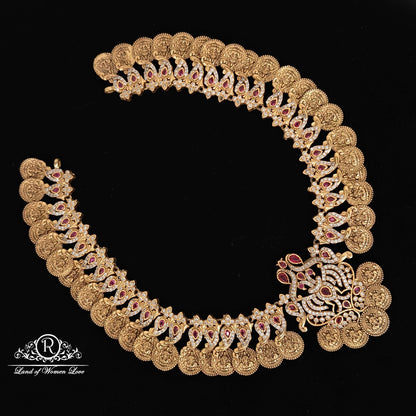 necklace silver lakshmi devi kasula with mango necklace-c120 92.5 silver ramala jewelry / ramala collections